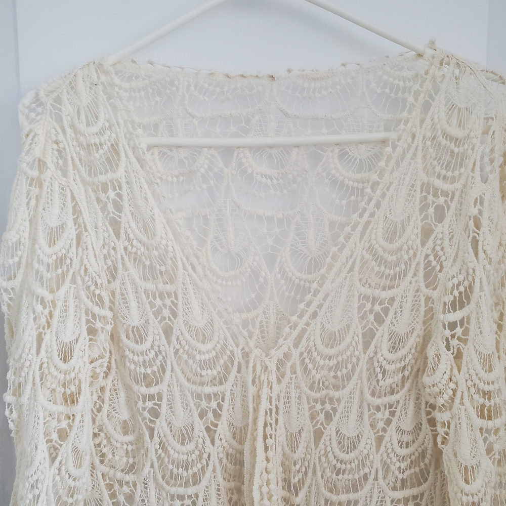 BNWOT Crochet Knit Open Kimono with Tie - Picture 6 of 8